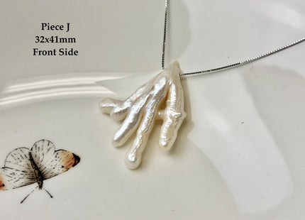 One-Of-A-Kind AAA Rare Natural White Pink Seaweed Chicken Feet Shape Top Drilled Pearl Beads High Luster Jumbo Size Pearl #P3416