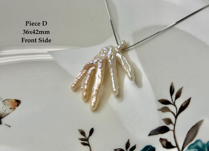 One-Of-A-Kind AAA Rare Natural White Pink Seaweed Chicken Feet Shape Top Drilled Pearl Beads High Luster Jumbo Size Pearl #P3416