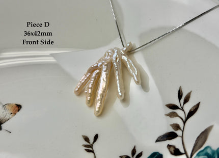 One-Of-A-Kind AAA Rare Natural White Pink Seaweed Chicken Feet Shape Top Drilled Pearl Beads High Luster Jumbo Size Pearl #P3416