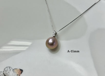 One-Of-A-Kind 11-18 mm Rare Natural Mauve Pink or Peacock Baroque/Edison Pearl With .925 Sterling Silver/Gold Pendant #PD0011