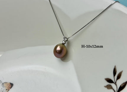 One-Of-A-Kind 11-18 mm Rare Natural Mauve Pink or Peacock Baroque/Edison Pearl With .925 Sterling Silver/Gold Pendant #PD0011