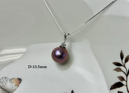 One-Of-A-Kind 11-18 mm Rare Natural Mauve Pink or Peacock Baroque/Edison Pearl With .925 Sterling Silver/Gold Pendant #PD0011