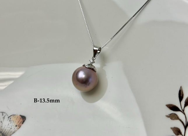 One-Of-A-Kind 11-18 mm Rare Natural Mauve Pink or Peacock Baroque/Edison Pearl With .925 Sterling Silver/Gold Pendant #PD0011