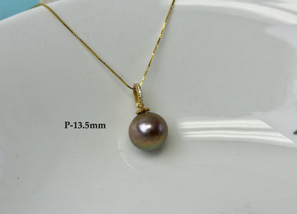 One-Of-A-Kind 11-18 mm Rare Natural Mauve Pink or Peacock Baroque/Edison Pearl With .925 Sterling Silver/Gold Pendant #PD0011