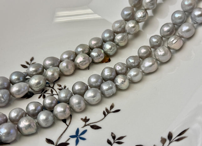 9-11 mm Gray Edison Baroque Pearls High Luster Potato Shape Edison Pearls 35 Beads 15 Inches Strand #P3417