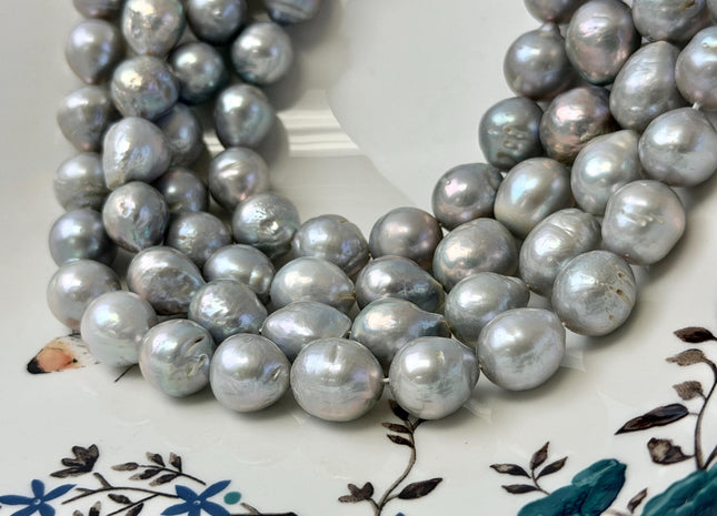 11-12 mm Gray Edison Baroque Pearls High Luster Potato Shape Edison Pearls 28 Beads 15 Inches Strand #P3426