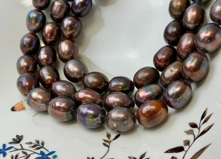11-13x14-17 mm Dark Chocolate Brown Color Freshwater Rice/Oval Pearls 26 Beads #P3428