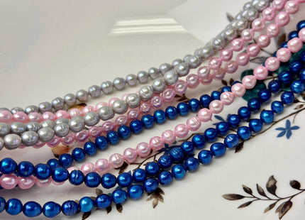 5-6 mm Gray Baby Pink Royal Blue Color Baby Edison Baroque Freshwater Pearls Beads #P3365