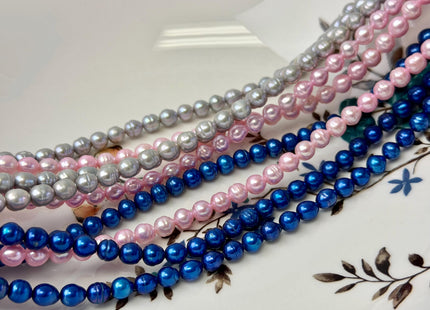 5-6 mm Gray Baby Pink Royal Blue Color Baby Edison Baroque Freshwater Pearls Beads #P3365