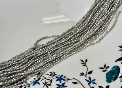 2x2.5-3 mm Silver Gray Color Rice Nugget Tiny Freshwater Seed Pearls 15 Inch Strand #P3430