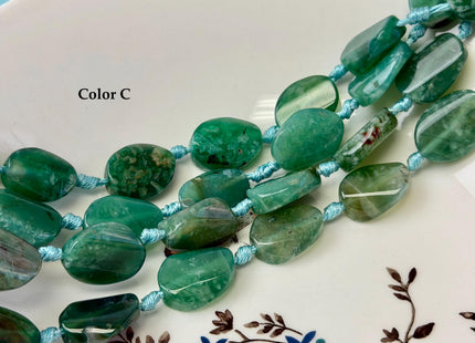 15-17x20 mm Green Moss Agate Gemstone Smooth Flat Pebble Nugget Gemstone Beads 12 Pieces #4776
