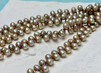 5-5.5x6-7 mm Taupe Champagne Top Drilled Freshwater Pearl 16 Inches Strand 110 Beads #P3447
