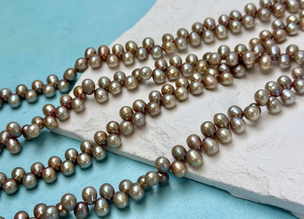 5-5.5x6-7 mm Taupe Champagne Top Drilled Freshwater Pearl 16 Inches Strand 110 Beads #P3447