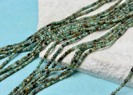 2x2 mm Micro Faceted Cube Dice Square Shape Multi Green Brown Color Africa Turquoise Beads 15.5 Inches 200 Pieces #4790