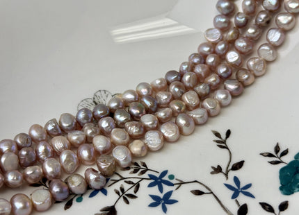 7-9 mm Natural Mauve Pink Seaweed Color Nugget Freshwater Pearls 15 Inches Strand 55 Beads #P3448