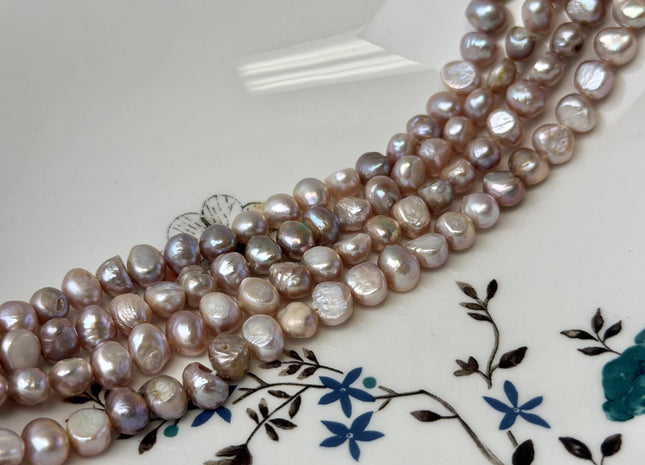 7-9 mm Natural Mauve Pink Seaweed Color Nugget Freshwater Pearls 15 Inches Strand 55 Beads #P3448