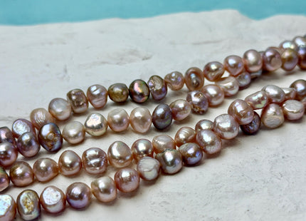 7-9 mm Natural Mauve Pink Seaweed Color Nugget Freshwater Pearls 15 Inches Strand 55 Beads #P3448