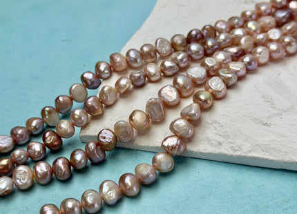 7-9 mm Natural Mauve Pink Seaweed Color Nugget Freshwater Pearls 15 Inches Strand 55 Beads #P3448