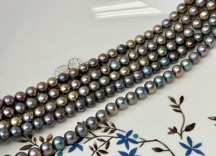 5.5-6 mm AAA Metallic Peacock Color Round Freshwater Pearl 15.5 Inches Strand 72 Beads #P3449