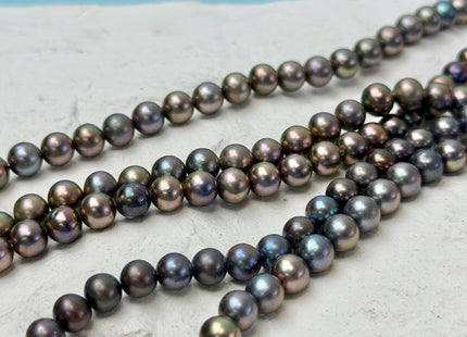 5.5-6 mm AAA Metallic Peacock Color Round Freshwater Pearl 15.5 Inches Strand 72 Beads #P3449
