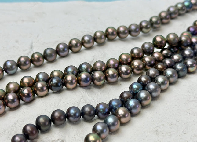 5.5-6 mm AAA Metallic Peacock Color Round Freshwater Pearl 15.5 Inches Strand 72 Beads #P3449