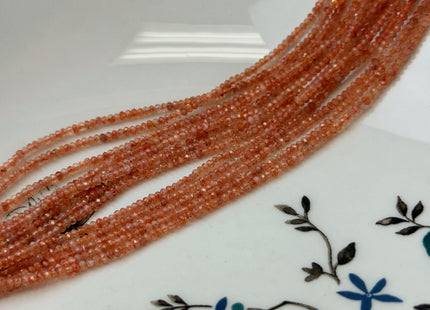1.5x2 mm Faceted Rondelle Tiny Orange Moonstone Natural Gemstone 15.5 Inches Strand 270 Pieces #4792