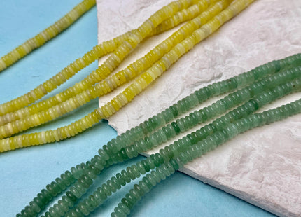 2x6 mm Smooth Rondelle Mixed Jade Jasper Malachite Quartz Amazonite Opal Green Pink Yellow Clear Gemstone Beads 15.5 Inches Strand #4784