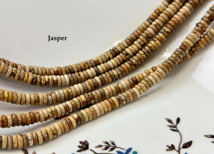 2x6 mm Smooth Rondelle Mixed Jade Jasper Malachite Quartz Amazonite Opal Green Pink Yellow Clear Gemstone Beads 15.5 Inches Strand #4784