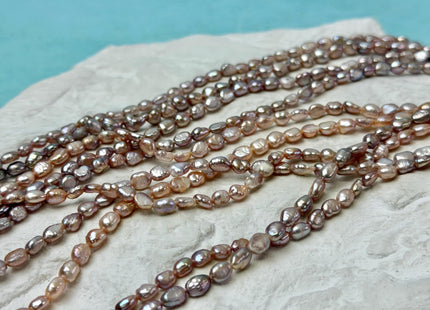 4x5-6mm 5x6-7mm AA Natural Dark Mauve Pink Color Rice Nugget Freshwater Pearls High Luster Smooth Beads #P3370