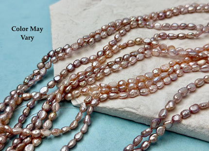 4x5-6mm 5x6-7mm AA Natural Dark Mauve Pink Color Rice Nugget Freshwater Pearls High Luster Smooth Beads #P3370