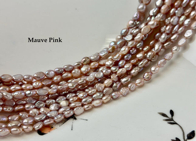 4x5-6mm 5x6-7mm AA Natural Dark Mauve Pink Color Rice Nugget Freshwater Pearls High Luster Smooth Beads #P3370