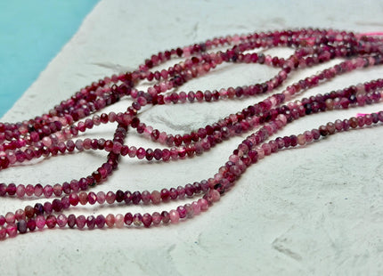 2x3mm Faceted Rondelle Natural Multi Pink Tourmaline Gemstone Beads 15 Inches Strand 183 Beads #4808