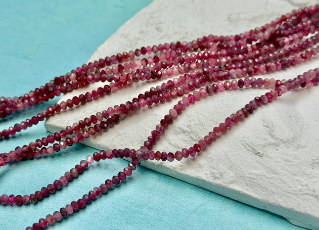 2x3mm Faceted Rondelle Natural Multi Pink Tourmaline Gemstone Beads 15 Inches Strand 183 Beads #4808