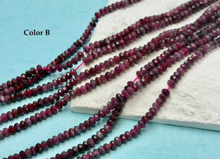 2.5-3x4mm Faceted Rondelle Natural Multi Pink Tourmaline Gemstone Beads 15 Inches Strand 150 Beads #4816
