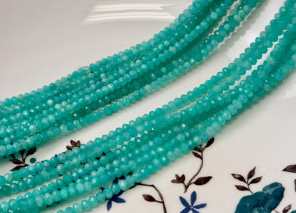 2.5x3.5mm 3x4mm Micro Faceted Rondelle Natural Amazonite Gemstone Beads Blue Gemstone Loose Beads 15.5 Inches Strand #3540