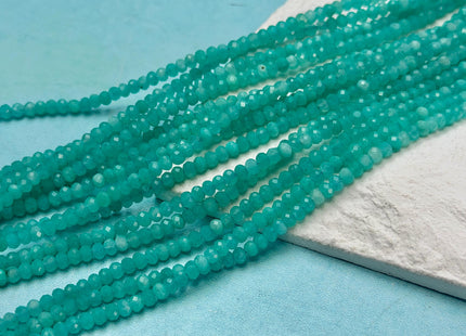 2.5x3.5mm 3x4mm Micro Faceted Rondelle Natural Amazonite Gemstone Beads Blue Gemstone Loose Beads 15.5 Inches Strand #3540