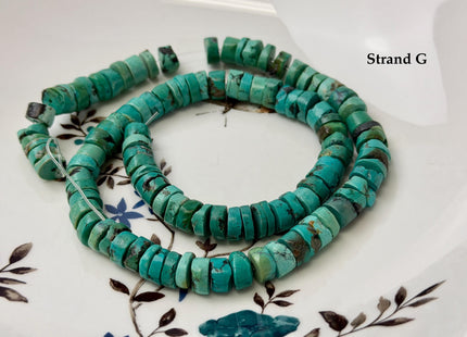 One-Of-A-Kind 7-9mm AAA Natural Turquoise Heishi Rondelle Shape Natural Color Turquoise Gemstones 15.5 Inches Strand #4817