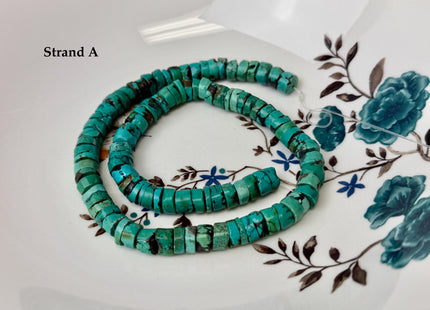 One-Of-A-Kind 7-9mm AAA Natural Turquoise Heishi Rondelle Shape Natural Color Turquoise Gemstones 15.5 Inches Strand #4817