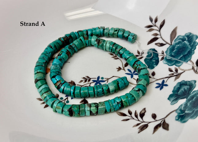 One-Of-A-Kind 7-9mm AAA Natural Turquoise Heishi Rondelle Shape Natural Color Turquoise Gemstones 15.5 Inches Strand #4817