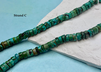 One-Of-A-Kind 7-9mm AAA Natural Turquoise Heishi Rondelle Shape Natural Color Turquoise Gemstones 15.5 Inches Strand #4817