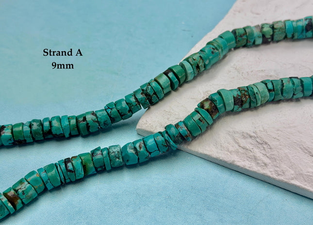 One-Of-A-Kind 7-9mm AAA Natural Turquoise Heishi Rondelle Shape Natural Color Turquoise Gemstones 15.5 Inches Strand #4817