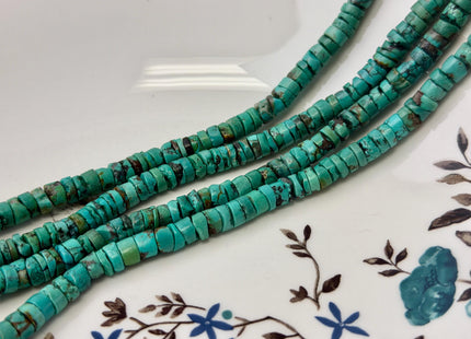 6-6.5mm AAA Natural Turquoise Heishi Rondelle Shape Natural Color Turquoise Gemstones 14.5 Inches Strand #4818