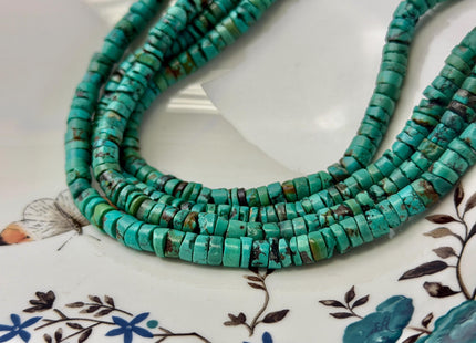 6-6.5mm AAA Natural Turquoise Heishi Rondelle Shape Natural Color Turquoise Gemstones 14.5 Inches Strand #4818