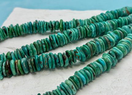 10-14mm AAA Natural Turquoise Rondelle Disc Shape Natural Color Turquoise Gemstones 16 Inches Strand #4819