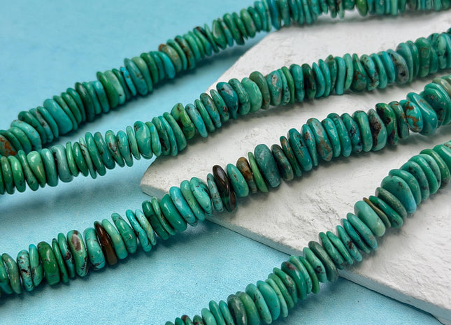 10-14mm AAA Natural Turquoise Rondelle Disc Shape Natural Color Turquoise Gemstones 16 Inches Strand #4819