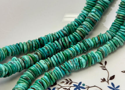 10-14mm AAA Natural Turquoise Rondelle Disc Shape Natural Color Turquoise Gemstones 16 Inches Strand #4819