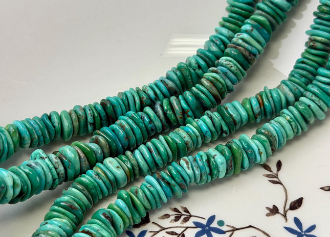 10-14mm AAA Natural Turquoise Rondelle Disc Shape Natural Color Turquoise Gemstones 16 Inches Strand #4819