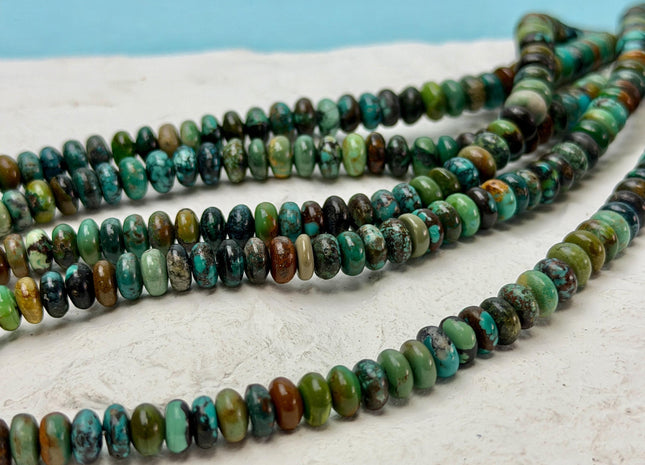 5 mm 6 mm 100% All Natural Turquoise Rondelle Beads, Genuine All Natural Multi Color Turquoise Gemstone #2224