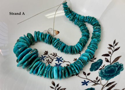 One-Of-A-Kind 7-32mm Natural Turquoise Graduated Rondelle Disc Shape Natural Color Turquoise Gemstones 15.5 Inches Strand #4821