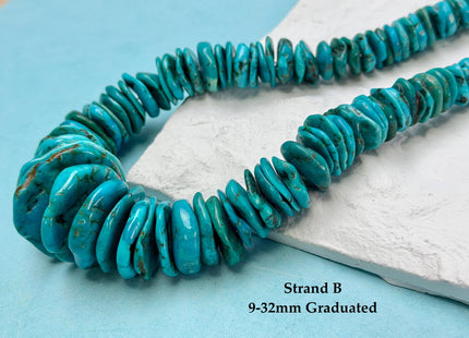 One-Of-A-Kind 7-32mm Natural Turquoise Graduated Rondelle Disc Shape Natural Color Turquoise Gemstones 15.5 Inches Strand #4821